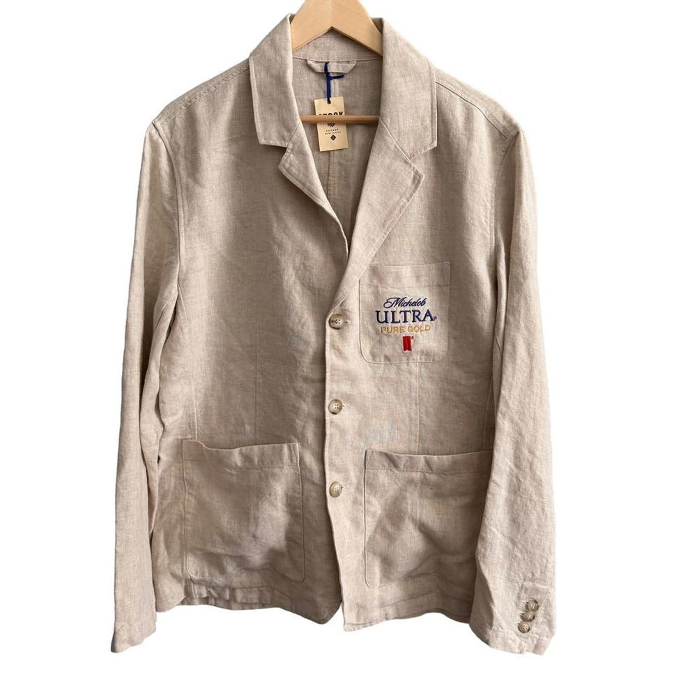 Stock Mfg Chicago Men Large Linen Blazer‎ Michelob Ultra Pure Gold